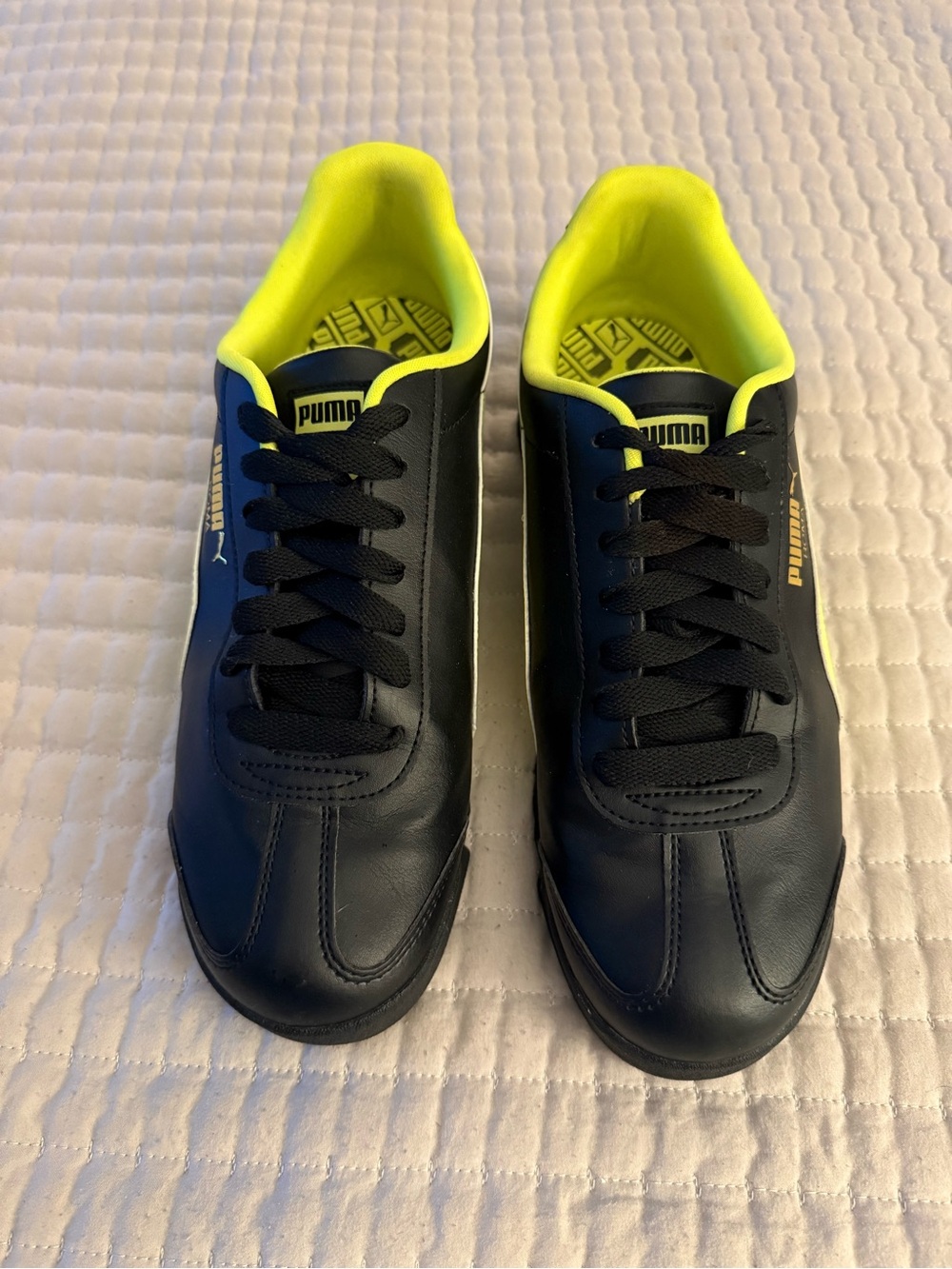 Puma Roma Men's Black Sneakers with Neon Yellow Interior